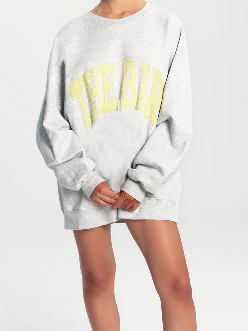 The bar varsity crewneck Heather grey/lemon